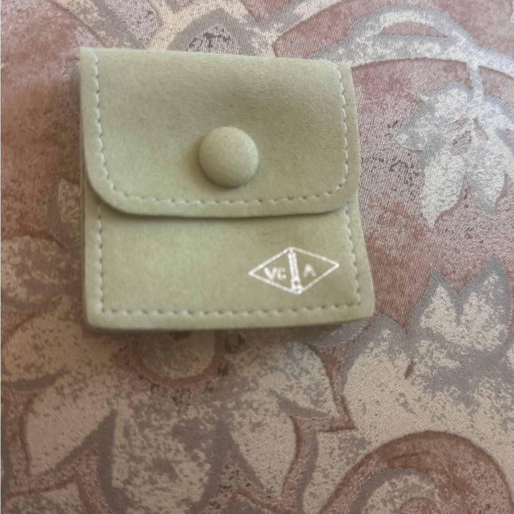 Authentic Van Cleef travel Suede Snap Pouch with Diamond Logo - Sage Green
